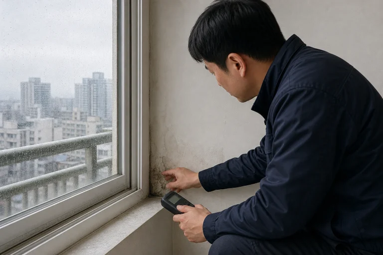 아파트 욕실 누수 탐지 현장 사진